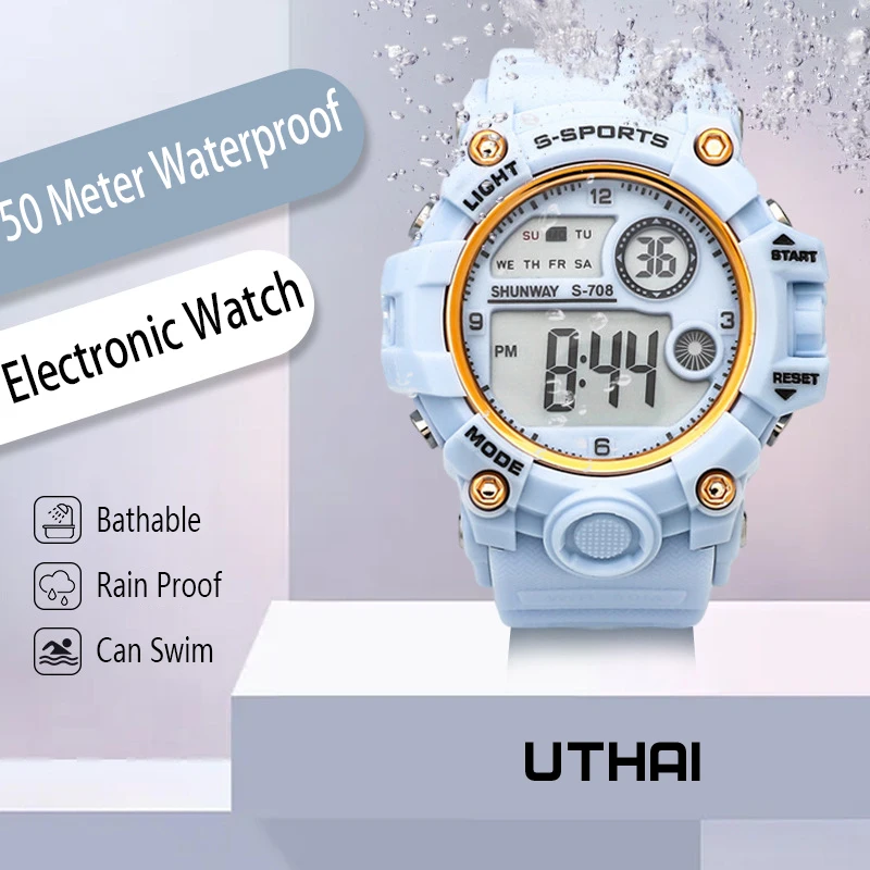 UTHAI CE133 New Children's Electronic Watch ins Jelly Sports Watch for Boy Girl Waterproof Alarm Clock Multifunctional Watch