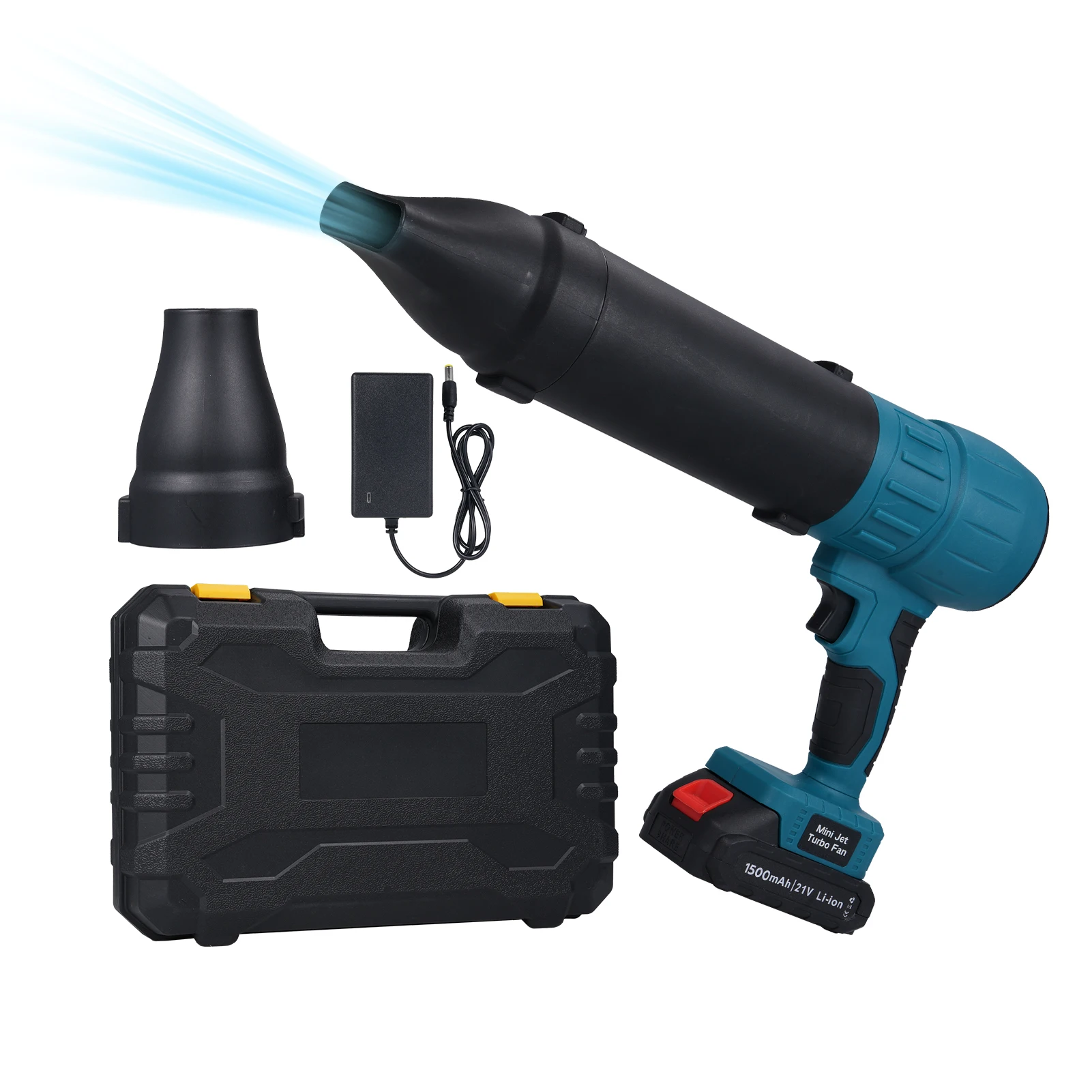 

Jet Fan Blower 21V Jet Turbo Fan Powerful Air Blower Fan with 1500mah Battery and 3pcs Replaceable Nozzle, Infinite Speed