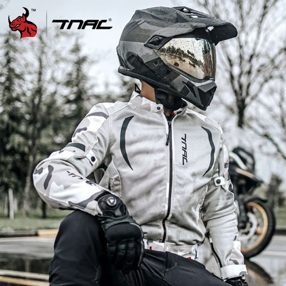 TNAC-Chaqueta de motocicleta para hombre, equipo de protección de 5 piezas, malla transpirable, talla M-5XL