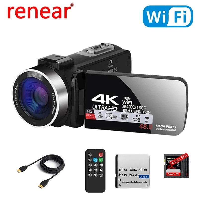 Digital Camera 4k Professional Camcorder for Youtube 48MP WiFi Video Camera 18X Digital Zoom Camera Digital Webcam For Tiktok