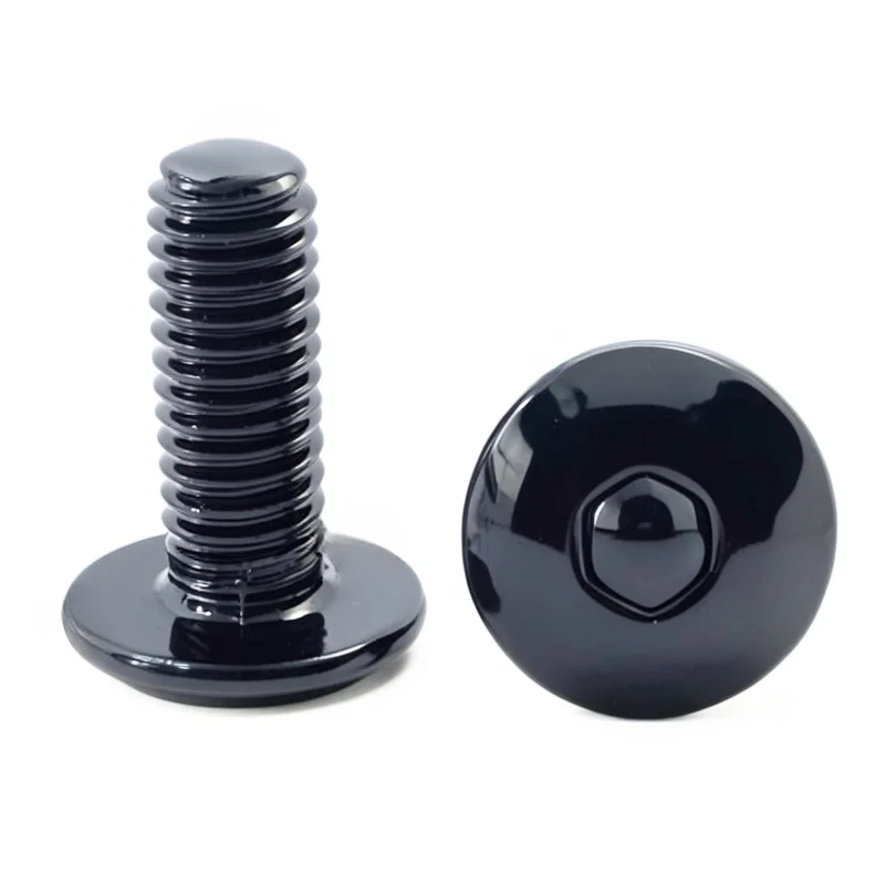 Image of 10 Stück elektrophoretisch schwarze Edelstahl-Flachkopfschrauben mit Innensechskant M6 M5 für Auto-, Motorrad- und Roller-Heckplatten