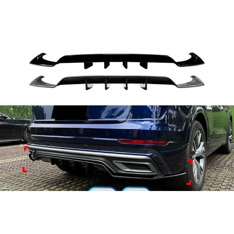 لأودي Q8 4M Sline 2019-2023 3 قطعة الناشر الخلفي الشفة الخلفية سبويلر الزاوية المفسدين تعديل التصميم الخارجي مادة ABS #1