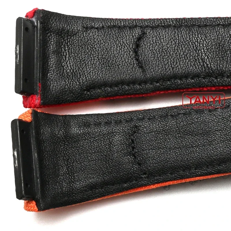 Watch Band For Richard Mille nylon strap men watch tool RM50/53 4-star 5-starscrewdriver Canvas+Genuine Leather Wrist stra 25mm