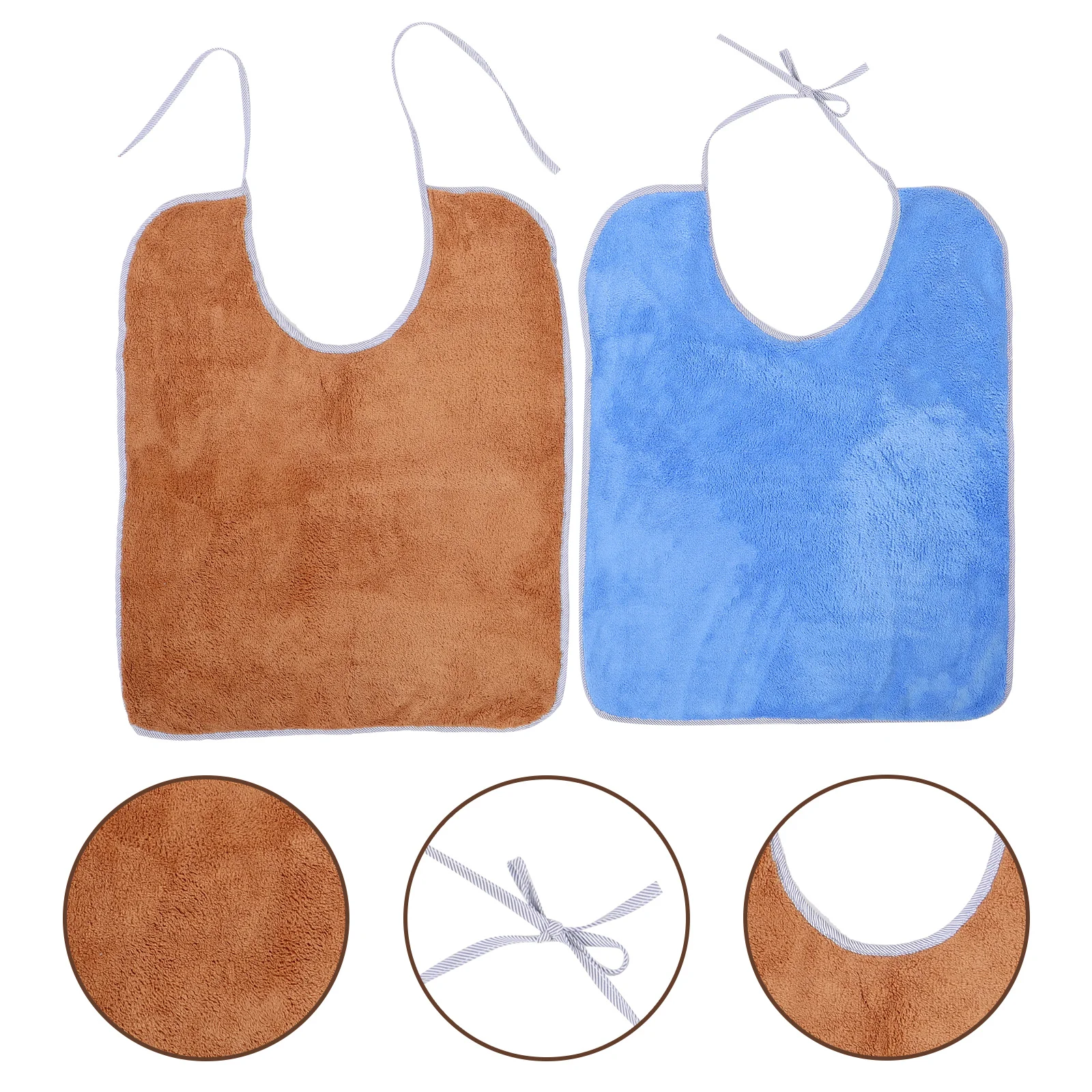 

2Pcs Elderly Bib Waterproof Adult Mealtime Protection Bib Soft Absorbent Feeding Apron Comfortable Dining Cover for Seniors