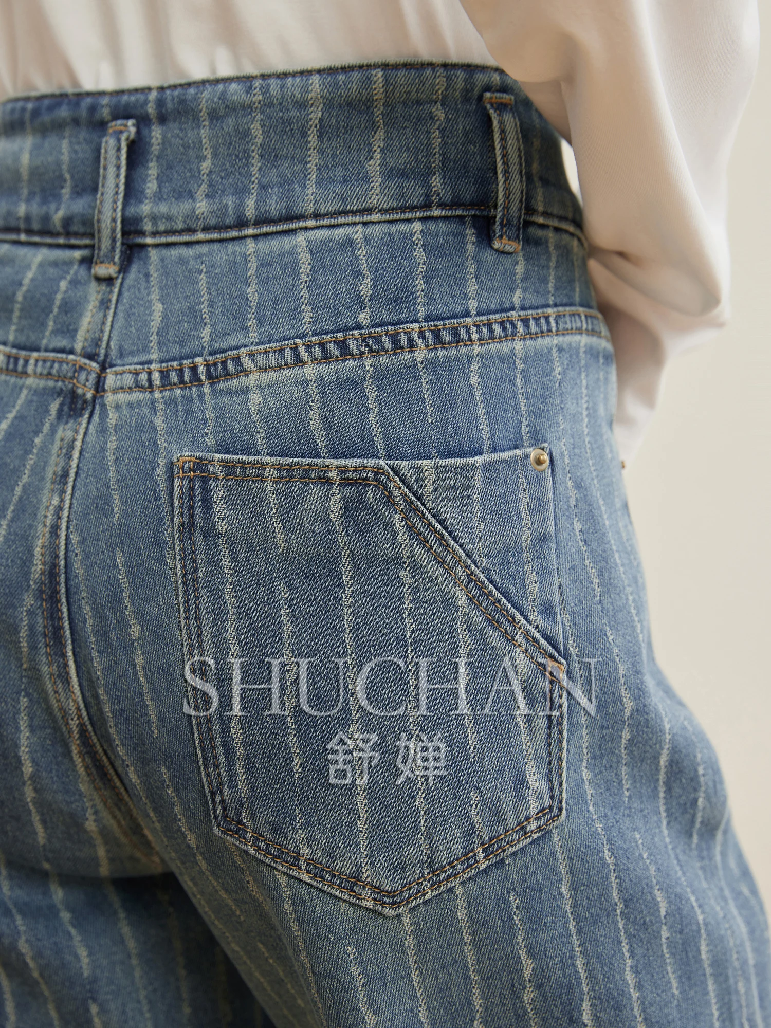 Retro Fashionable Feeling Hot Drill Straight Striped Jeans 2024 Autumn New High Waisted Jeans  Pantalones