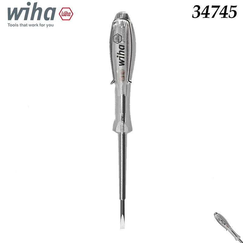 Wiha 34745 Voltage Tester Screwdriver, Transparent Handle, for Live Wire Detection in Electrical Work