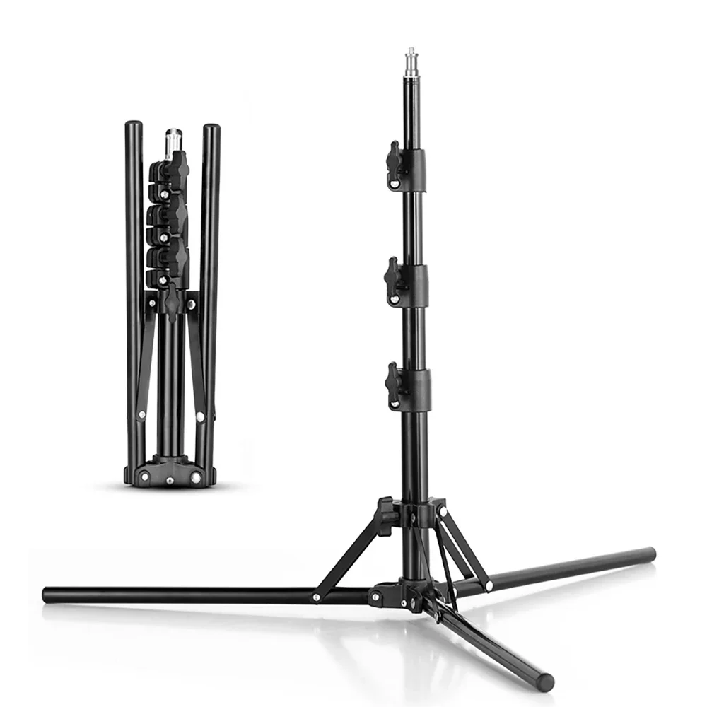 TENWISH 2 Meters 6.5\' Reversible Leg Light Stand Compact Portable Tripod for Photographic Studio Ring Lamp Youtuber Tiktok Live