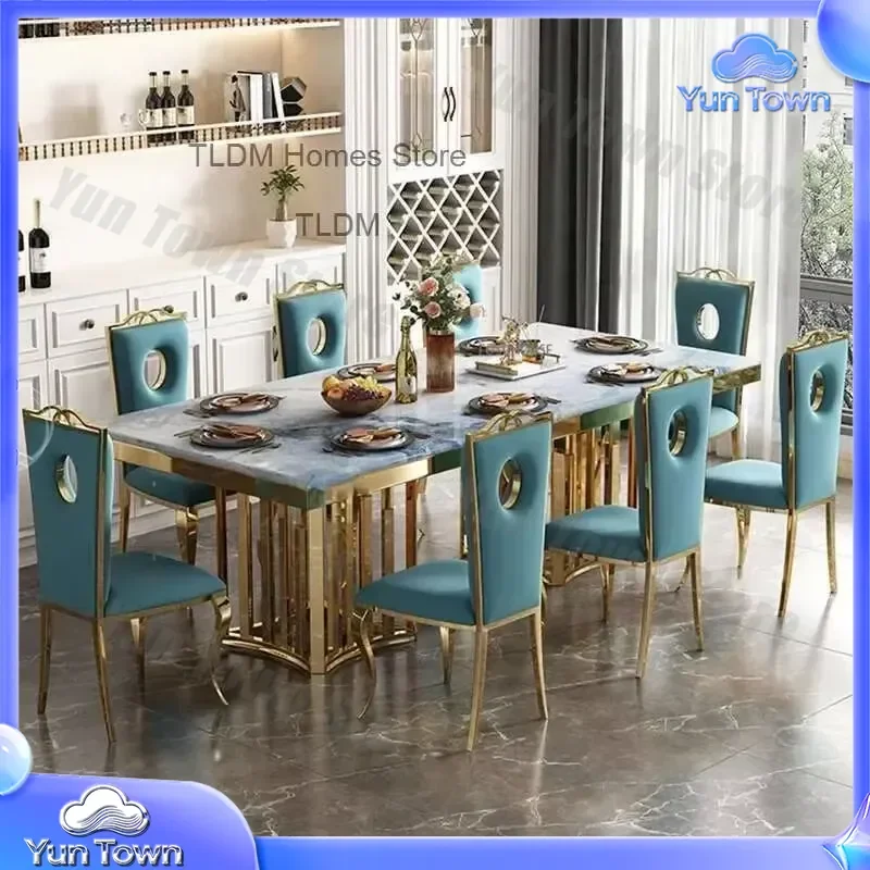 Stainless Steel Dining Chairs for Home Furniture Modern Nordic Flannel Dining Chair for Restaurant Backrest Chair for Dining