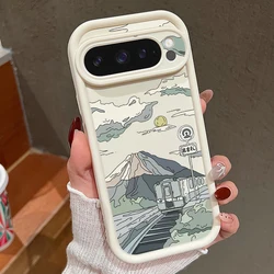 Landschap Patroon Effen Kleur TPU Case Voor Google Pixel 10 8 7 Pro 8A Pixel 9 Pro XL Schokbestendig zachte Siliconen Protector Cover