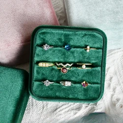 Ring Holder with Lid Jewelry Storage Container Earrings Rings Stand Velvet for Dress Tables Cabinets Women Girls Drawer