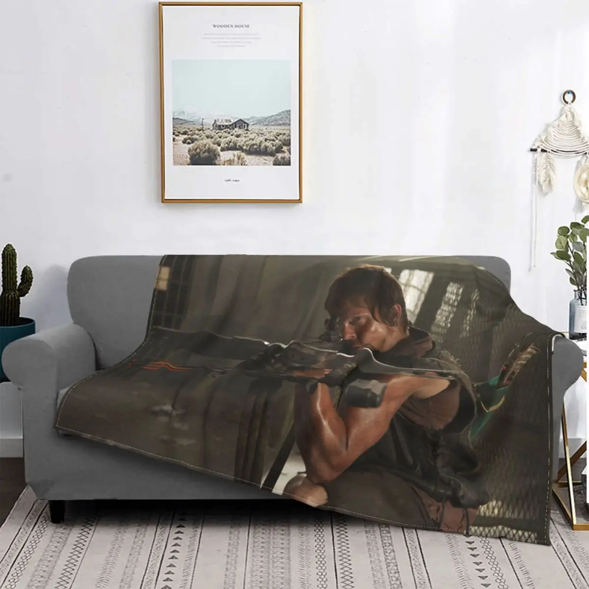 The Walking Dead Flannel Throw Blanket Horror Daryl Dixon Blanket for Bedding Office Super Soft Plush Thin Quilt