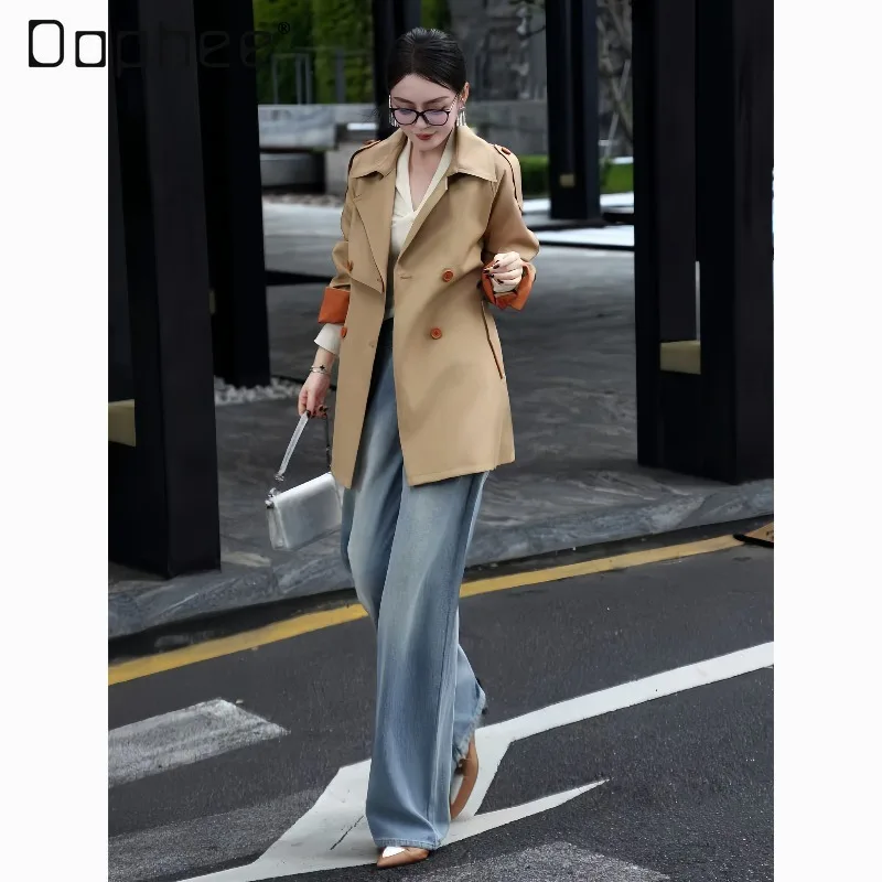 Elegant Professional Fashion Women's High-end Socialite Suit Collar Mid-length Trench Coat Commuting Style Single-breasted Coat