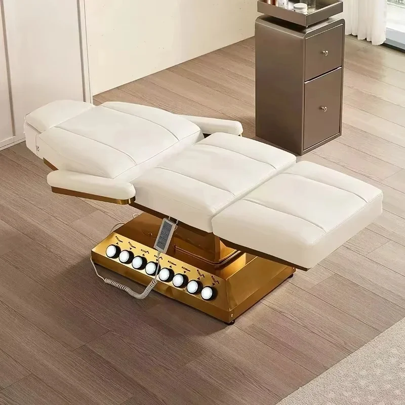 Electric Massage Table 3/4 Motors Adjustable Lash Bed Facial Cosmetic Eyelash   Treatment Table with Foot Control