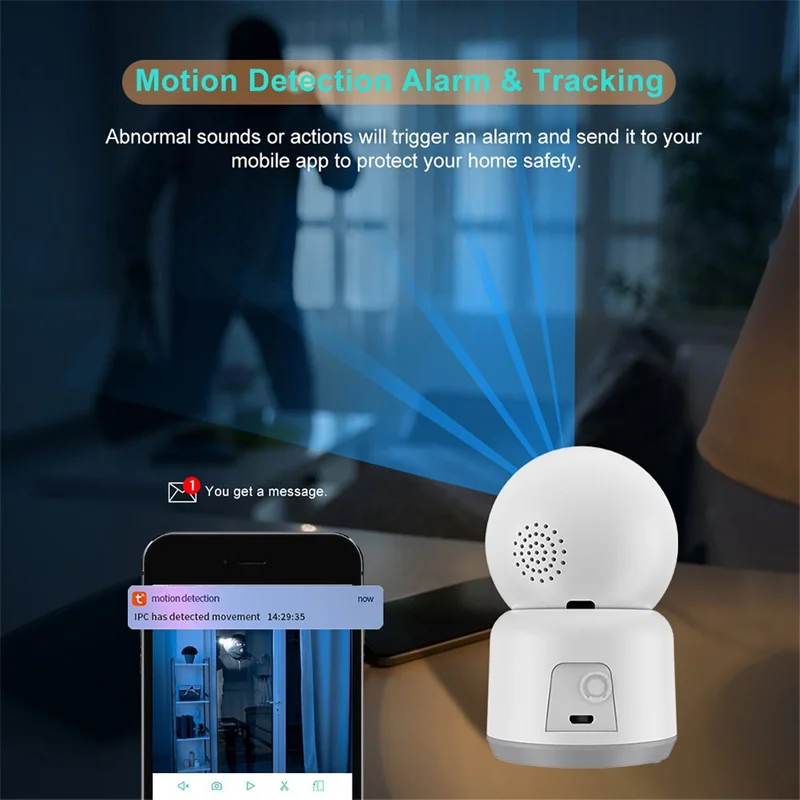 Home Night Vision HD WIFI Indoor Wireless Monitoring Camera Tuya Head Shaker Two-Way Audio Motion Detection Alarm PTZ Rotation