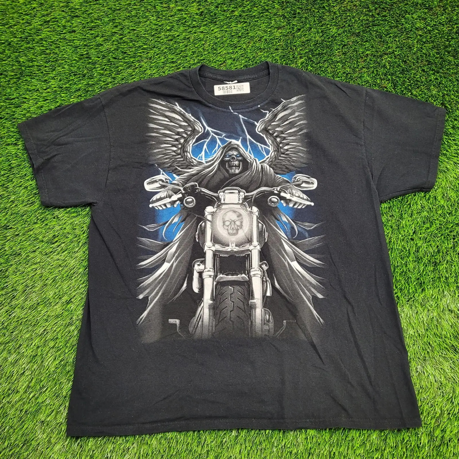 Байкерская футболка Dark Fantasy с крылатым мрачным жнецом, короткая футболка, длина 22x27, с длинным или коротким рукавом с морозным и зловещим эффектом
