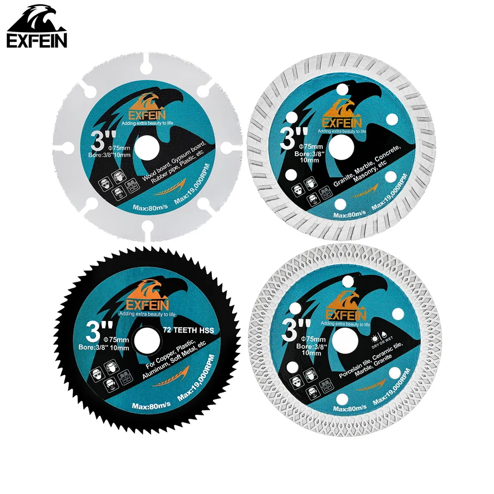 Dia 3inch 75mm Cutting Disc Set Mini Saw Blade Wood Steel Concrete Granite Glass Tile Hand Tool 3 Inch Saw Blade Cutter Ceramic