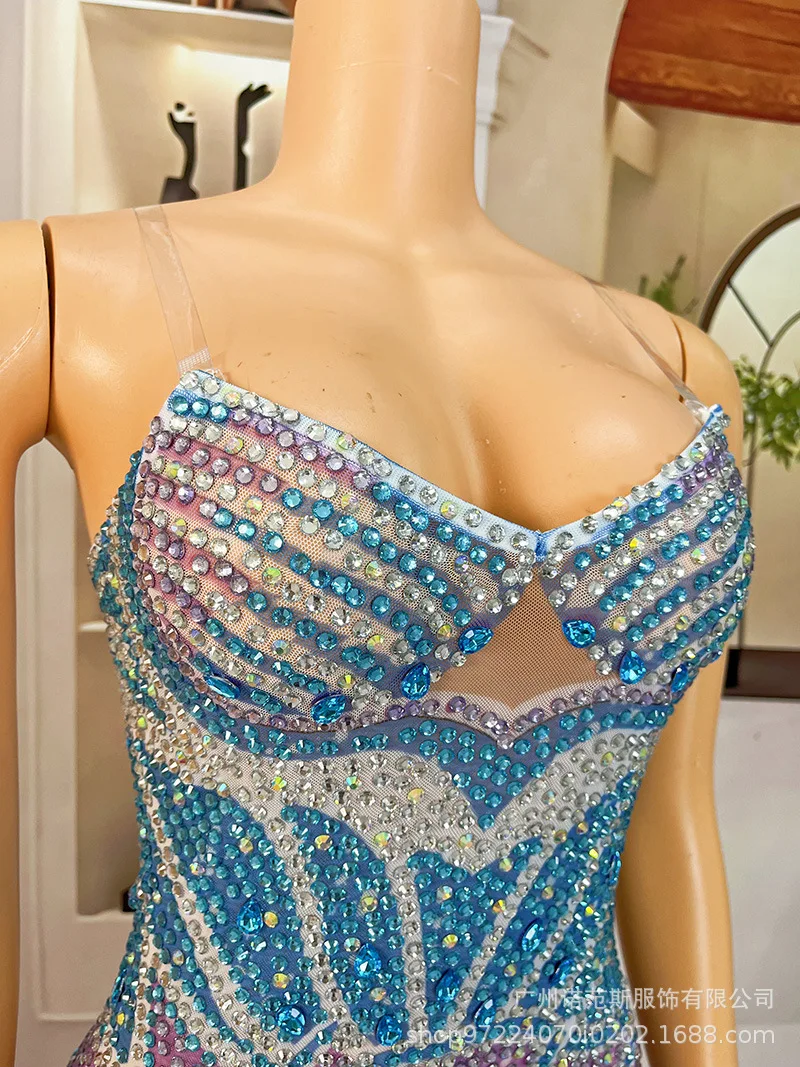 2025indigo Wit Prachtige Veelzijdige Verjaardag Diner Licht Luxe Avond Zeemeermin Prestatiekleding Zanger Prestatiekleding