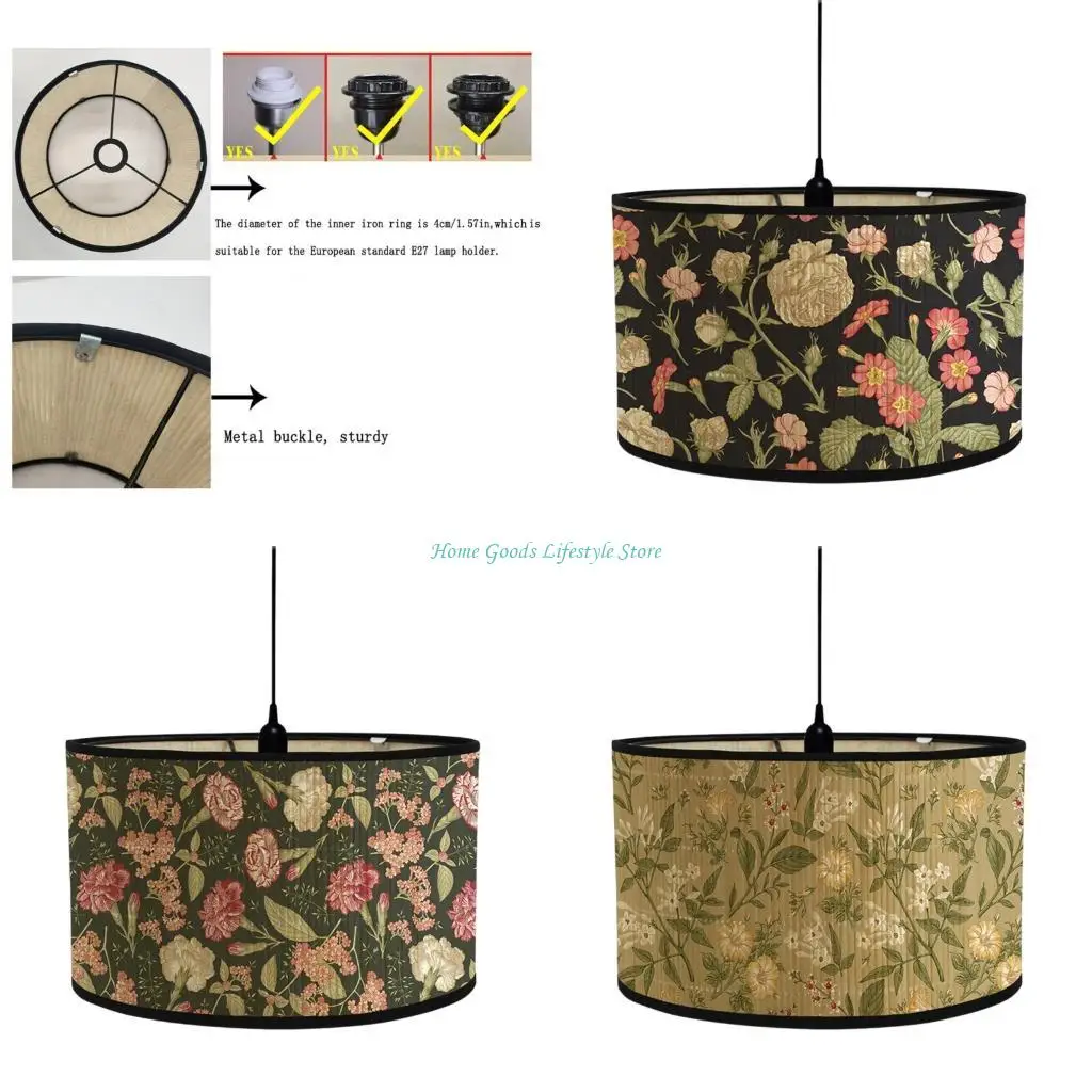 E74E Table Lamps Shade Plant Theme Soft Ambients Lighting Bamboo and Iron Texture Perfect for Kitchen Dining Room Decoration