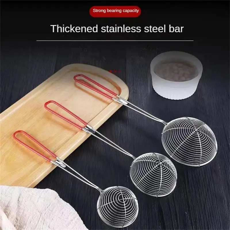 

S/M/L Strainer Stainless Steel Colander Boba Milk Tea Spoon Pearl Round Strainer Red/black Handle Kitchen Gadgets Colander Tools