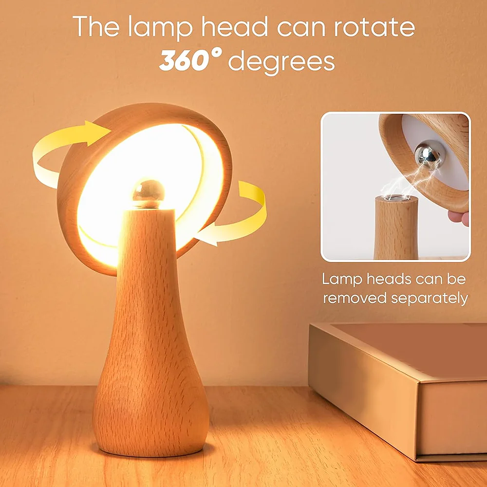 Creative Solid Wood Mushroom Table Lamp Night Light Ambient Lamp Bedside Lamp Christmas Gift Beech LED Table Lamp Room Decor