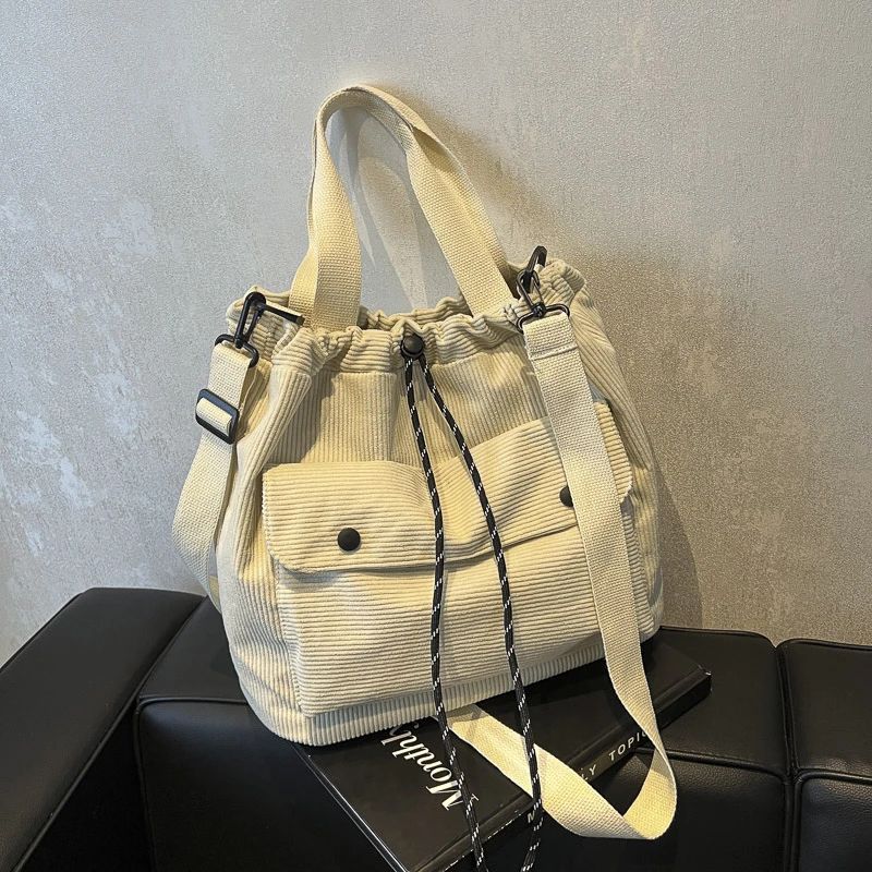 

Модная однотонная вельветовая нить на молнии большой емкости, 2024, модная женская сумка Bolsos De Señora Bolsas De Hombro