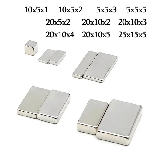Imán de neodimio de bloque súper fuerte, imanes potentes N35, imán magnético permanente para refrigerador NdfeB, 5x5x5, 20x10x2, 20x10x5mm