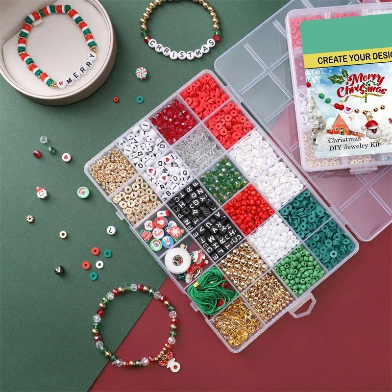 24Grid Christmas Series Box Set Unique Loose Beads Handmade DIY Jewelry Bracelet Earring Accessories Materials