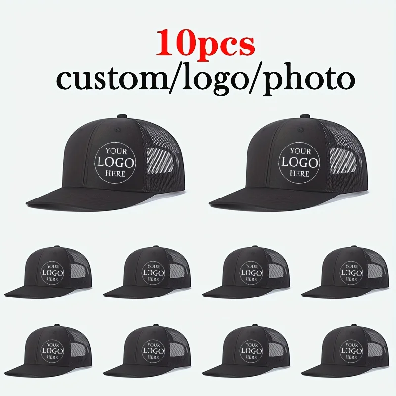 10Packs Custom Baseball Caps with Logo Print - Personalized Trucker Hat for Men Women Brand Design DIY Wholesale
