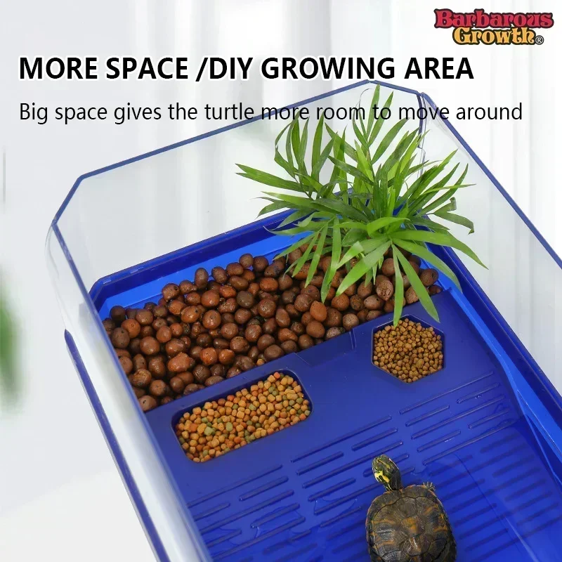 Plastic Transparency Turtle Tank House Turtle Anti-Escape Cage Reptiles Habitat with Areas To Breed Feed Swim Basking Platform