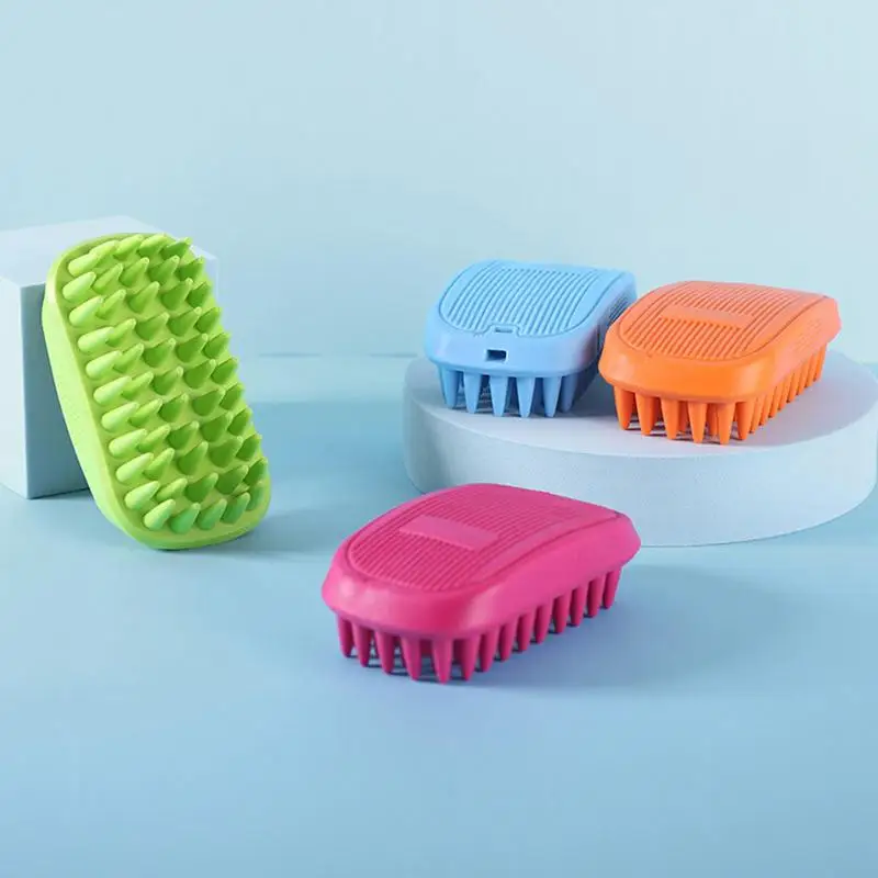 Dog Scrubber For Bath TPR Skin-Friendly Pet Brush Dogs Bathing Shower Supplies For Removing Fluffy Hairs For Pet Hospital Home