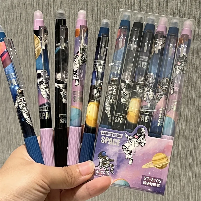 6pcs Kawaii Erasable Pen Cute ST Tip Blue Ink Aesthetic Pen Office School Supplies Pen Set Pretty Stationery Back To School