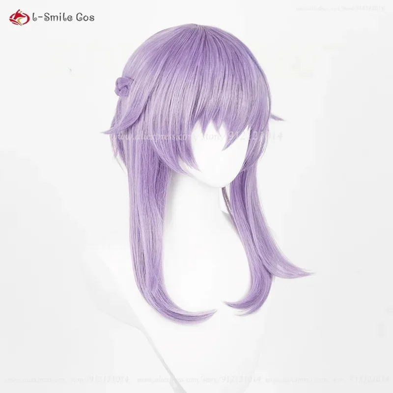 Hiiragi Shinoa شعر مستعار تأثيري 40 سنتيمتر قصيرة الضوء الأرجواني قبل الضفائر الباروكات أنيمي شعر مستعار تأثيري مقاومة للحرارة الاصطناعية الشعر + غطاء شعر مستعار