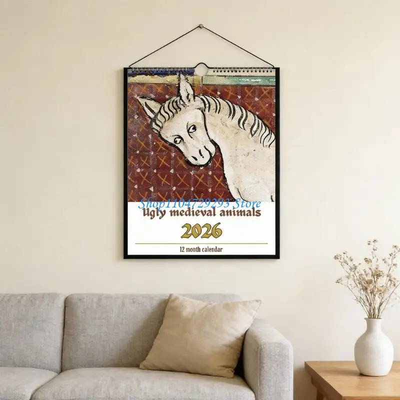 

Y2GD 2026 Medieval Animal Wall Calendar 12 Month From Jan to Dec For Daily Scheduling