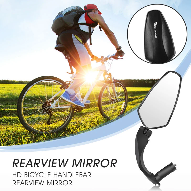 WEST BIKING-espejo retrovisor para manillar de bicicleta, Reflector de visión trasera de amplio alcance, ajustable, HD