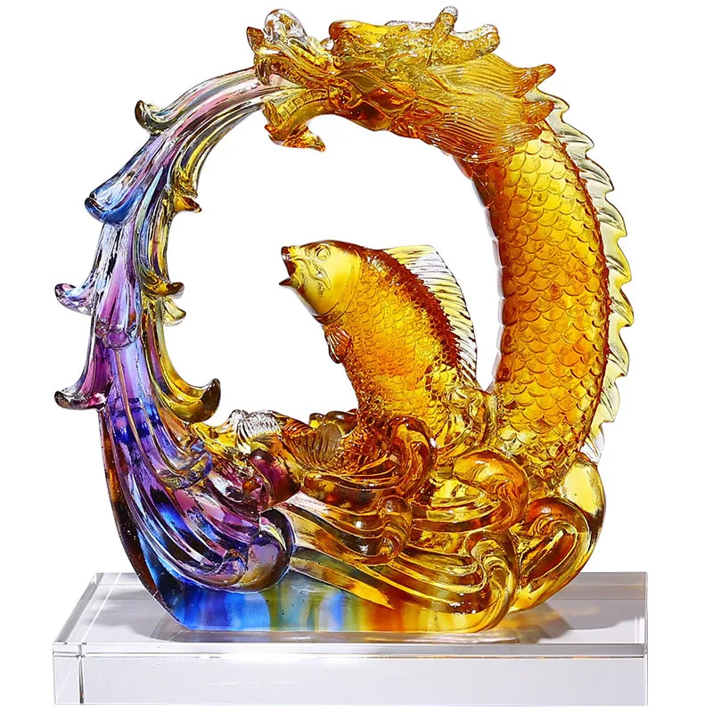 

Zibo glazed fish handicrafts Yuyue Longmen ornament