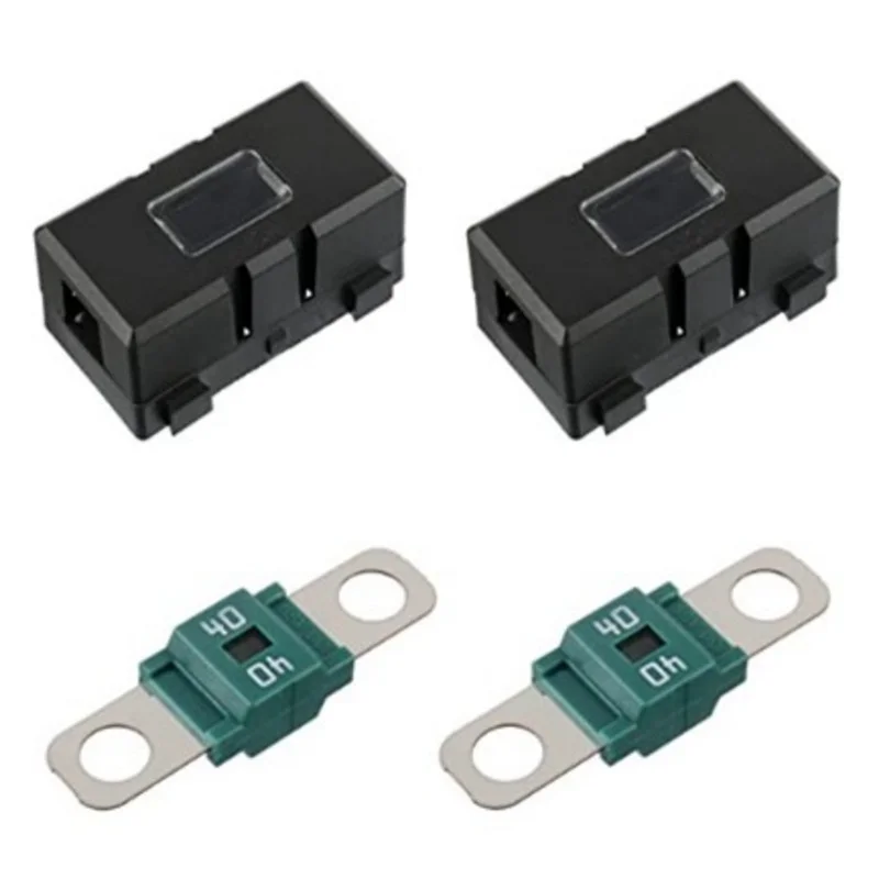 2 X ANS-H Car Fuse Holder and 2 X High Current Bolt on Midi Fuses 40A Amp for Cars, Trucks, Vehicles 40A