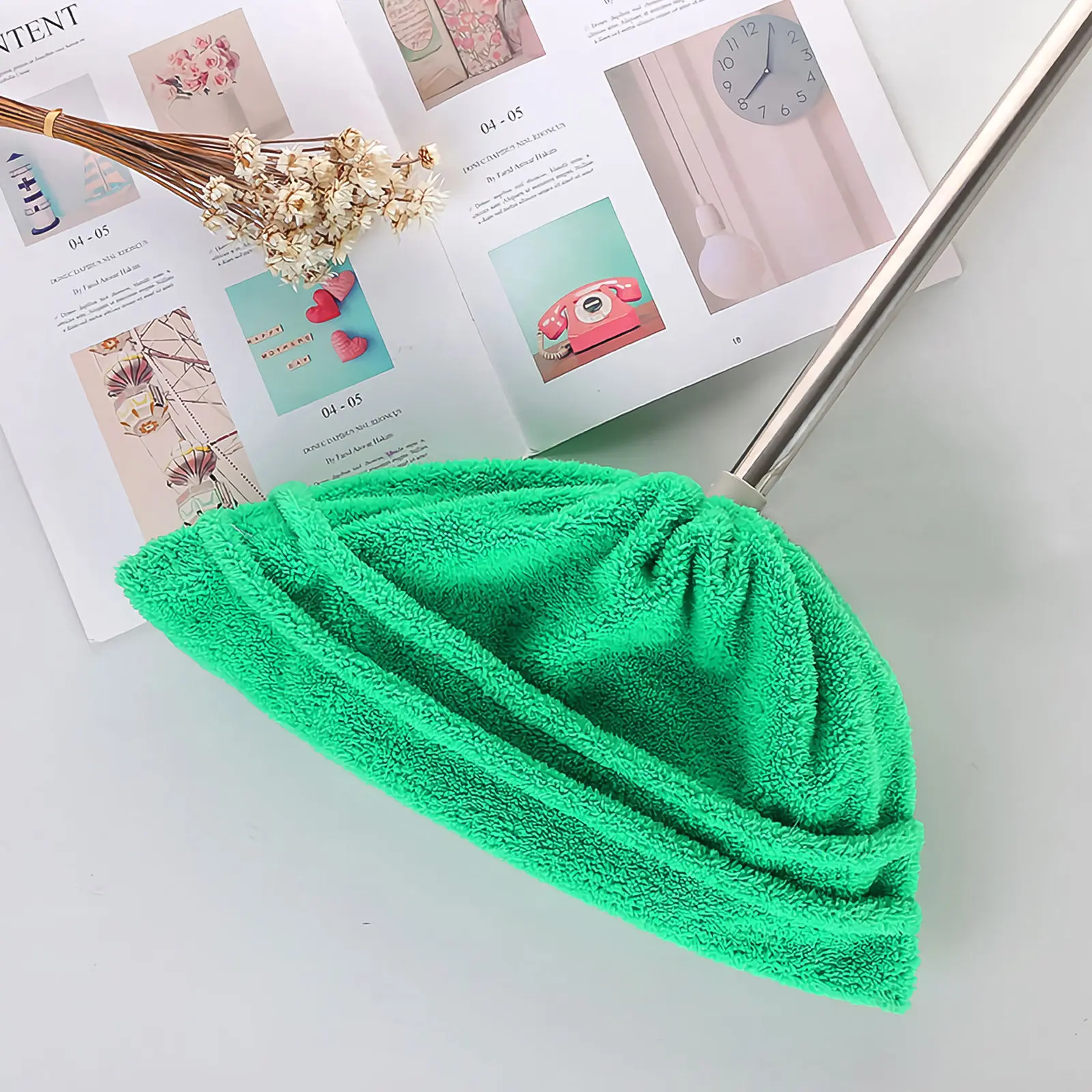 1Pcs Coral Fleece Broom Replacement Cloth Cover Easy Install Washable Reusable Sweeping Mop Conversion Cleaning Tool for Dust