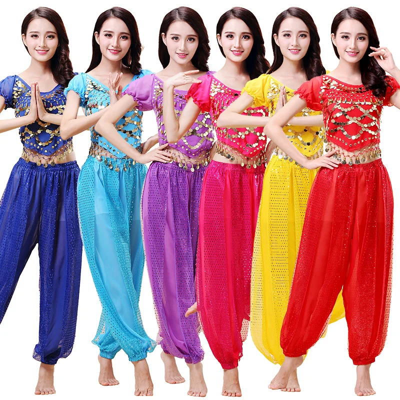 Women Festival Costume Outfit Indian Belly Dance Crop Top Harem Pants Set Arabian Jasmine Halloween Stage Performance Cosplay