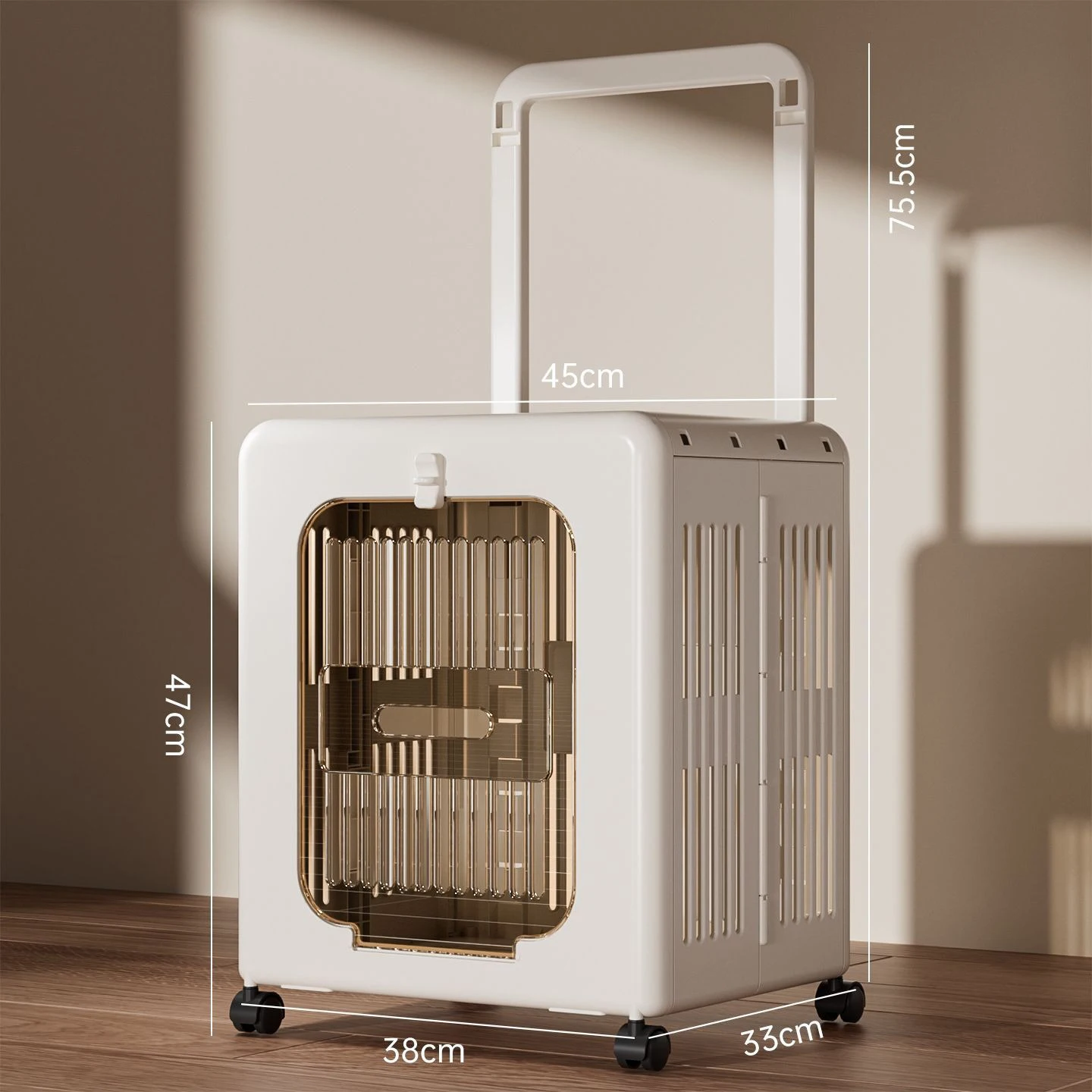 Foldle Pet Cer Box with Wheels&Telescopic Handle,PP Plastic Trael Case for Cats and Sall Dogs up to 20 kg