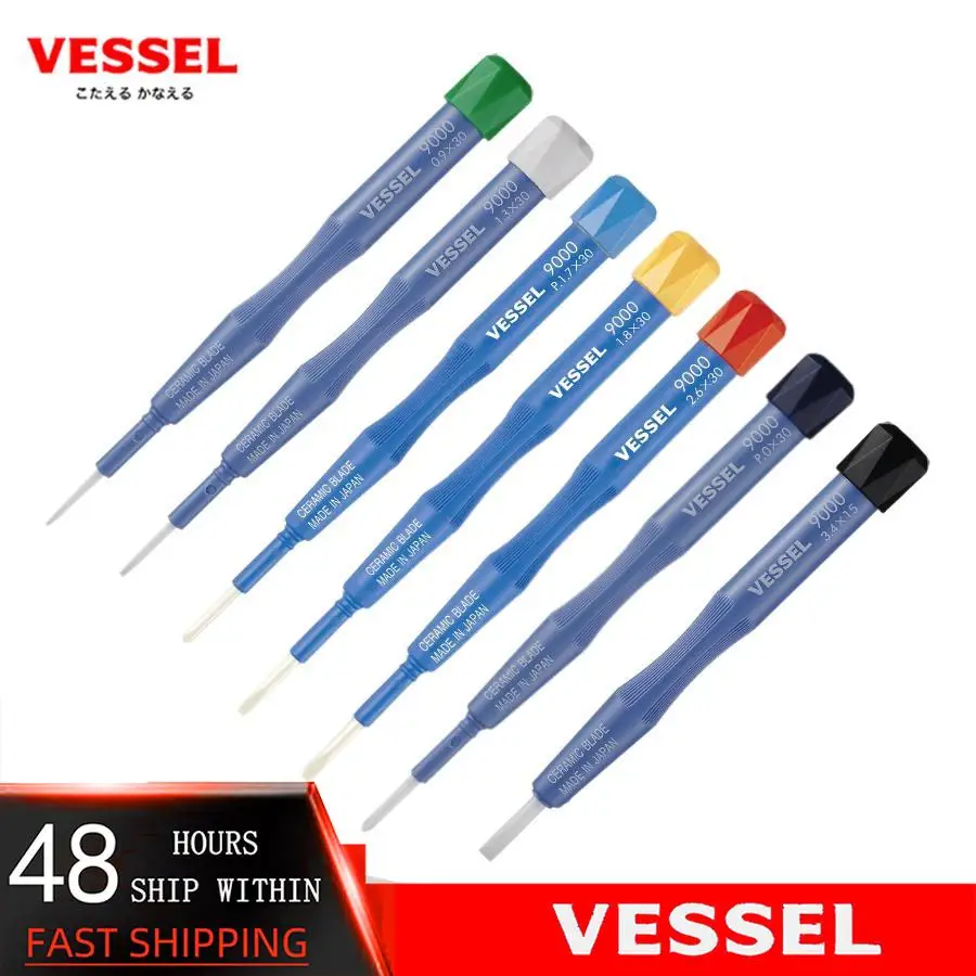 

VESSEL NO.9000 series adjustable ceramic screwdriver, non-magnetic repair tool, manual tool for HF circuit adjustment