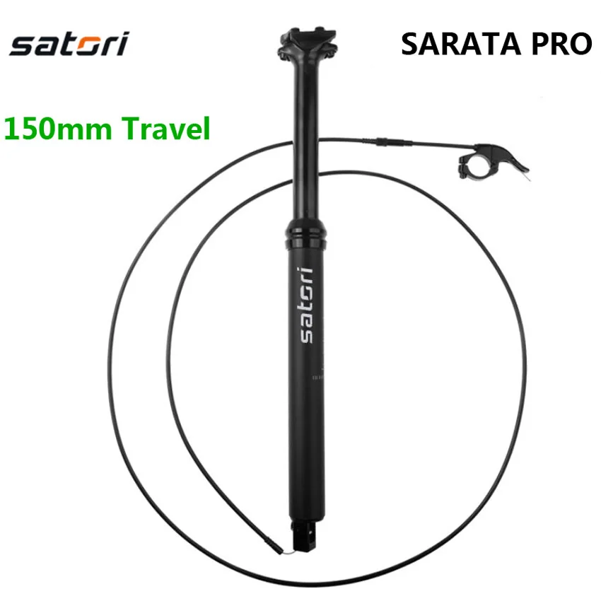 SATORI Bicycle Seatpost Wire Remote Control Mountain MTB Adjustment Bike Seat post Suspension Air 30.9/31.6x485mm Travel 150mm