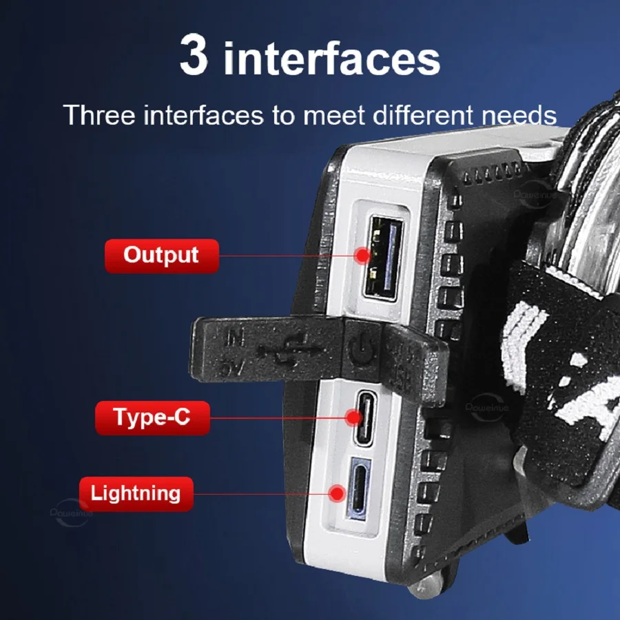 100000000LM 600 واط قوية LED كشافات مستشعر الأشعة تحت الحمراء قابلة للشحن رئيس مصابيح طويلة النار العلوي عالية الطاقة رئيس مصباح يدوي فانوس