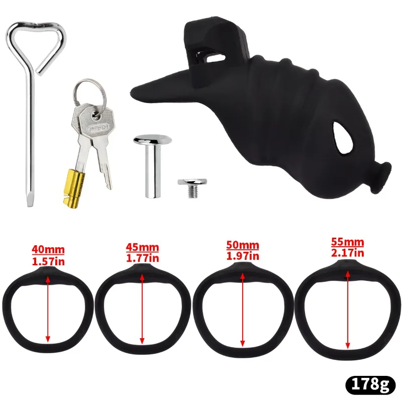 العفة قفص الرجال سيليكون عبودية الولاء حزام مكافحة الهروب خاتم الديك القضيب قفل BDSM الجنس لعب للكبار الرجال مثير Sextoys