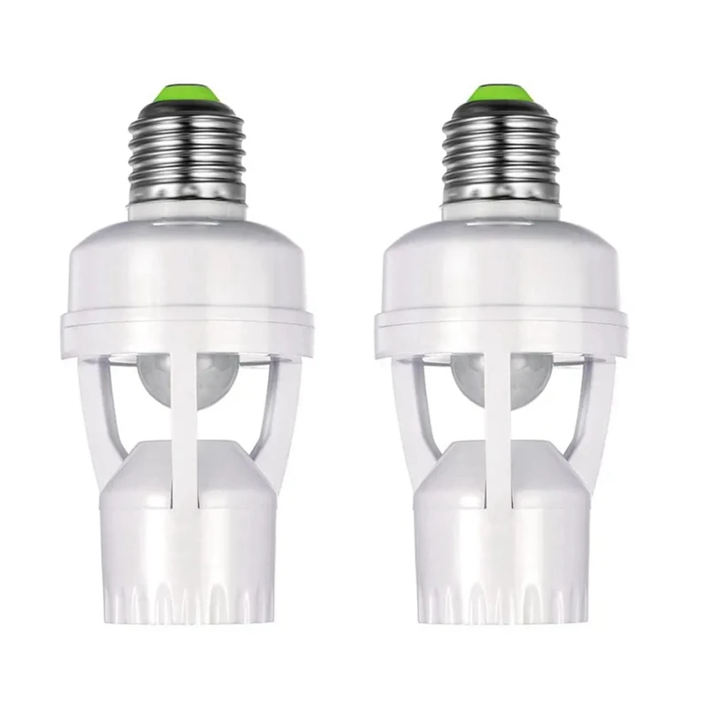 2 PCS LED Light Bulb Socket Converter With PIR Motion Sensor AC100-240V Human Presence Detector