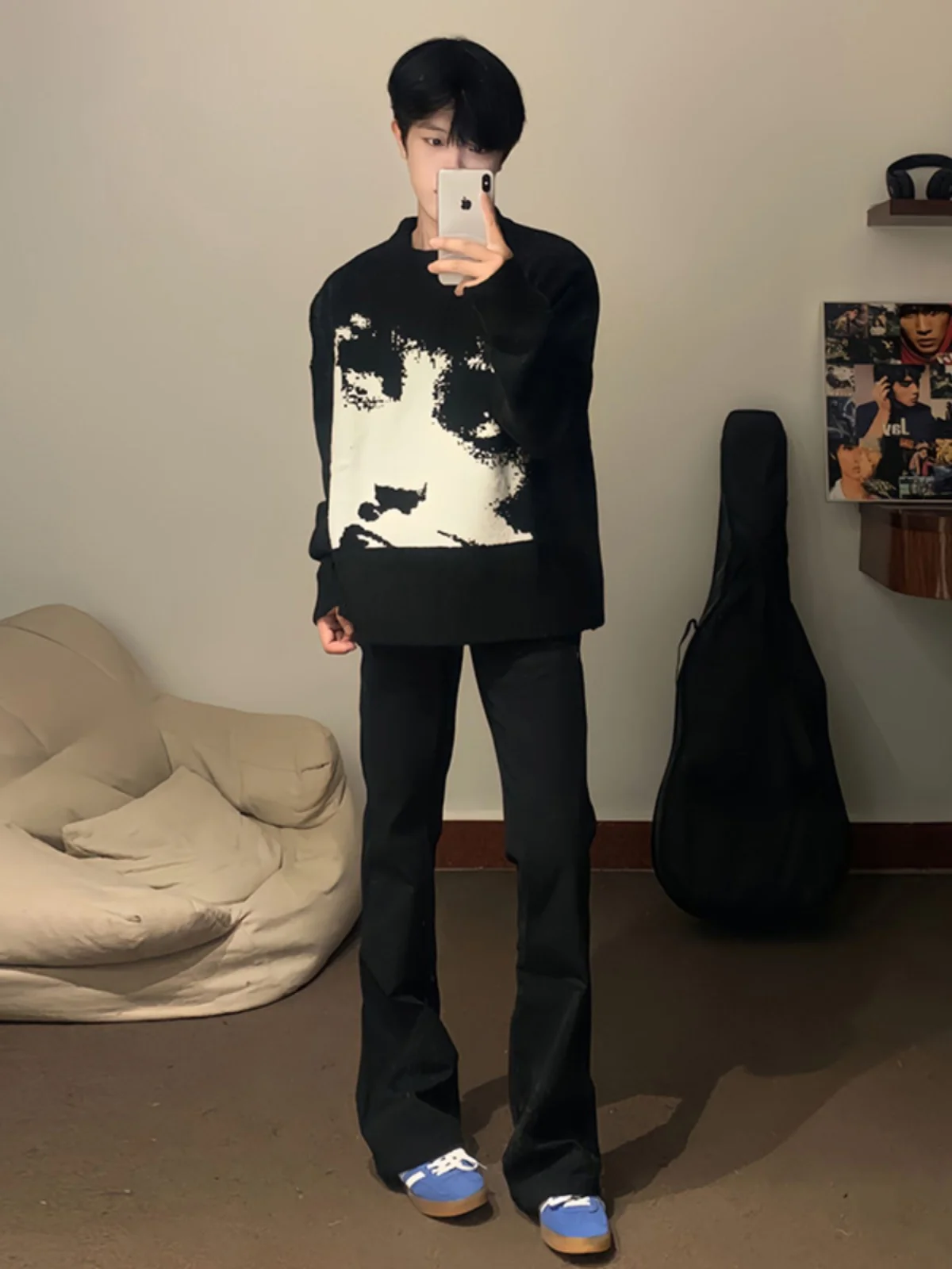 

Bla Cleanfit Men's Straight Leg American Vibe Jeans Design Slim Fit Bell Bot Youthful Trend Cotton Polyester Blend