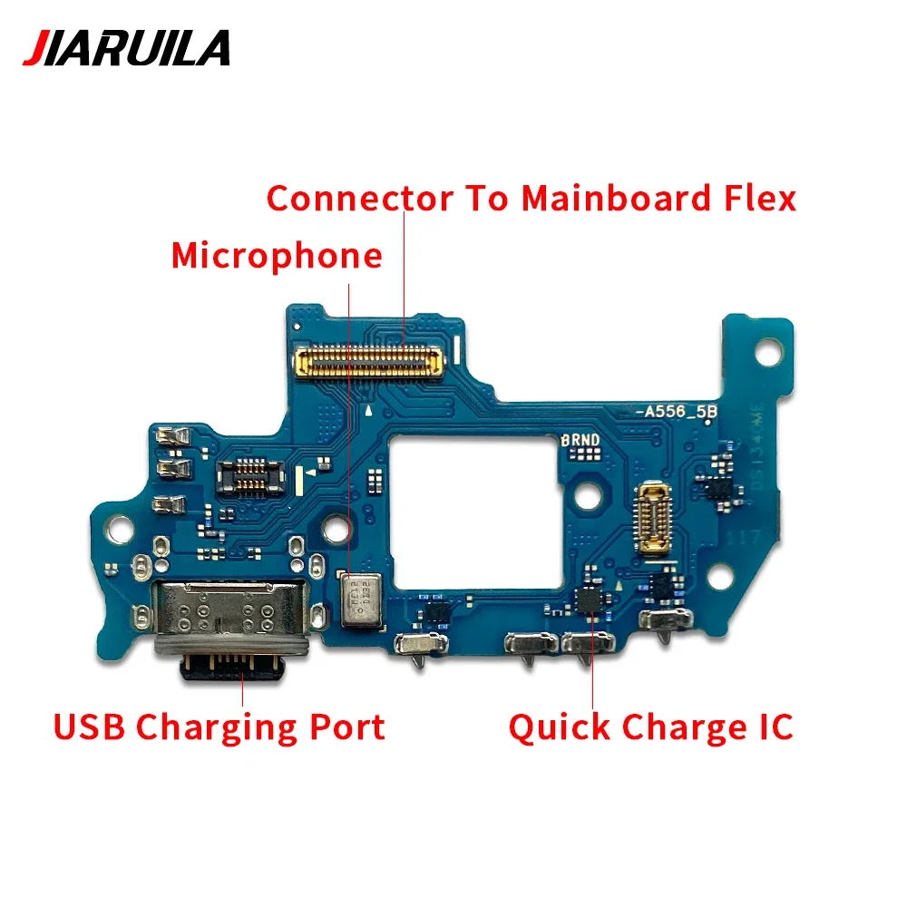 10Pcs，For Samsung A15 5G A156B A25 A35 A55 5G A556E A05 USB With Micro Charging Port Charger Dock Flex Cable With IC Microphone