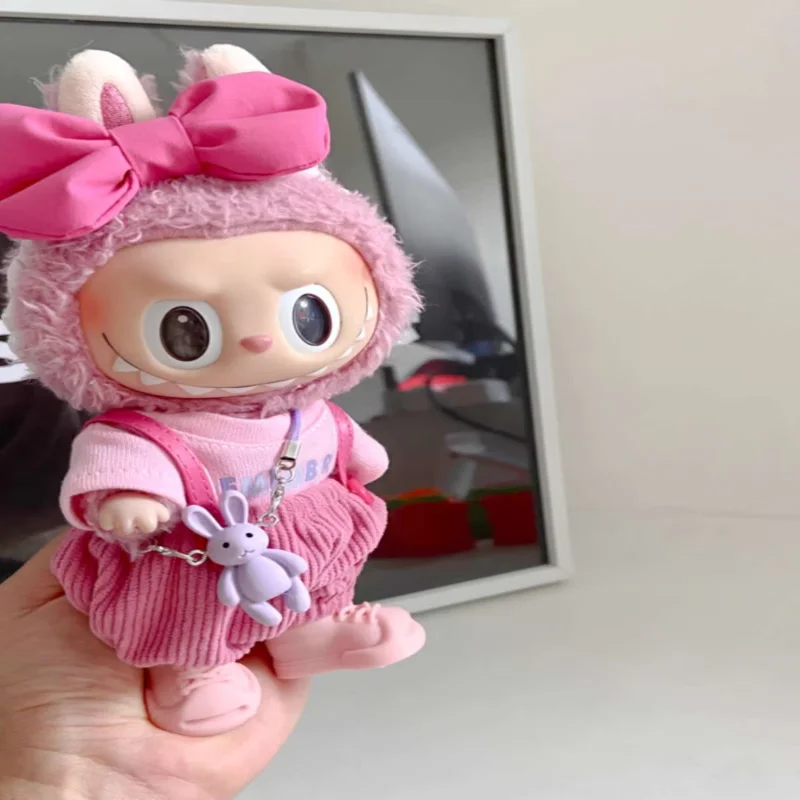 

original 17cm labubu clothes outfit Plush doll clothes Macaron Cute Clothing DIY Kid Gift Clothes Hair accessories v1v2 clothes