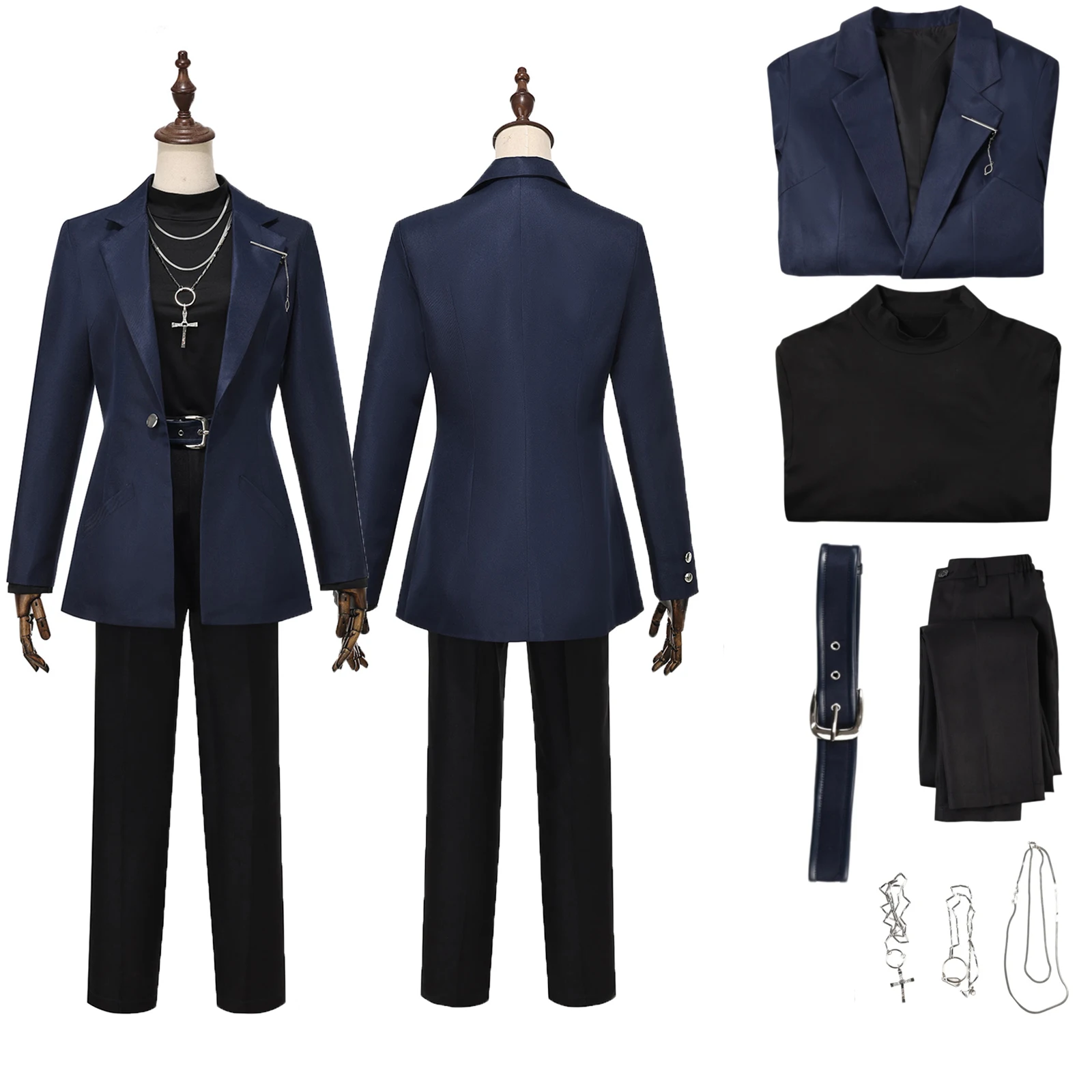 

Nezhihuo-sama Cosplay Costume Girl Suit Set with Chain Anime Female Anchor Uniform Set Halloween Cosplay Costume