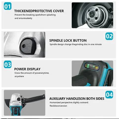 125 मिमी ब्रशलेस एंगल ग्राइंडर कॉर्डलेस इलेक्ट्रिक एंगल ग्राइंडर पावर टूल पॉलिशिंग कटिंग मशीन मकिता 18V बैटरी पिन के लिए 6 best sales ताररहित चक्की - №2