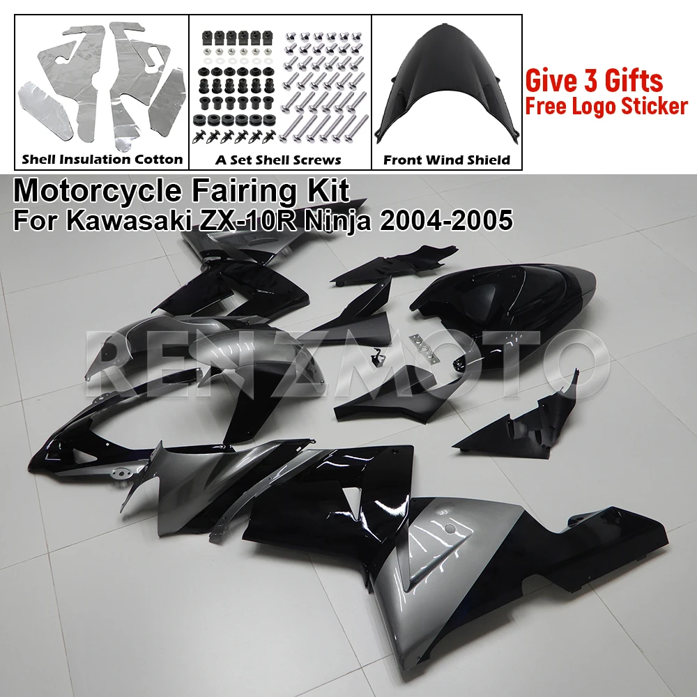 اكسسوارات الدراجات النارية Fairings قالب حقن رسمت ABS البلاستيك هيكل السيارة أطقم لكاواساكي ZX-10R نينجا 2004-2005 K1005